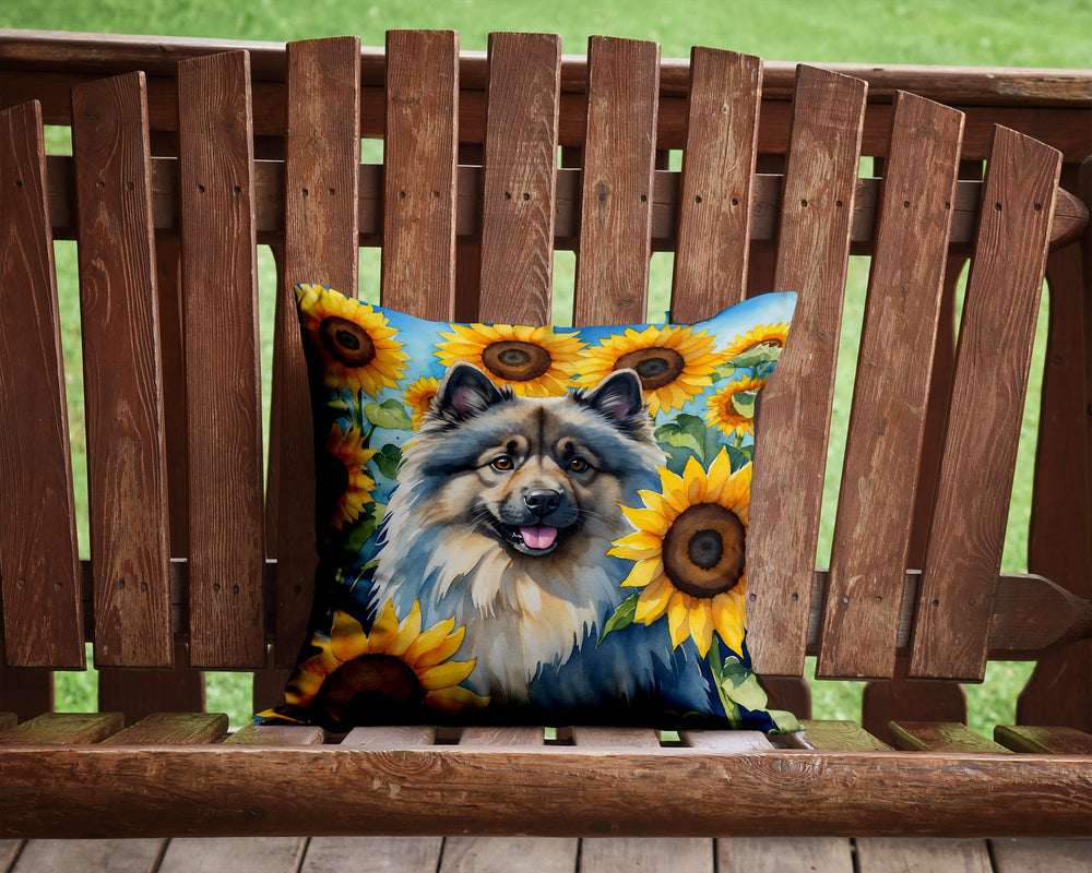 Keeshond in Sunflowers Throw Pillow Image 2