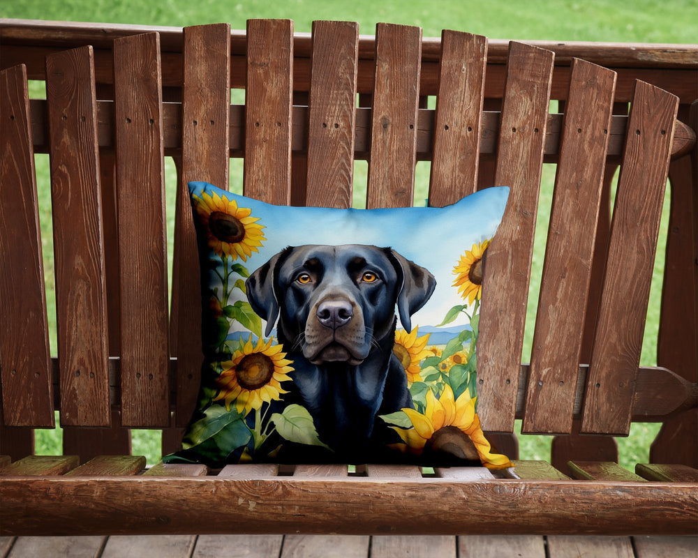 Labrador Retriever in Sunflowers Throw Pillow Image 2
