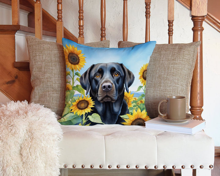 Labrador Retriever in Sunflowers Throw Pillow Image 3