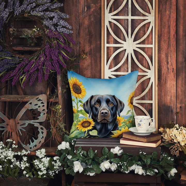 Labrador Retriever in Sunflowers Throw Pillow Image 5