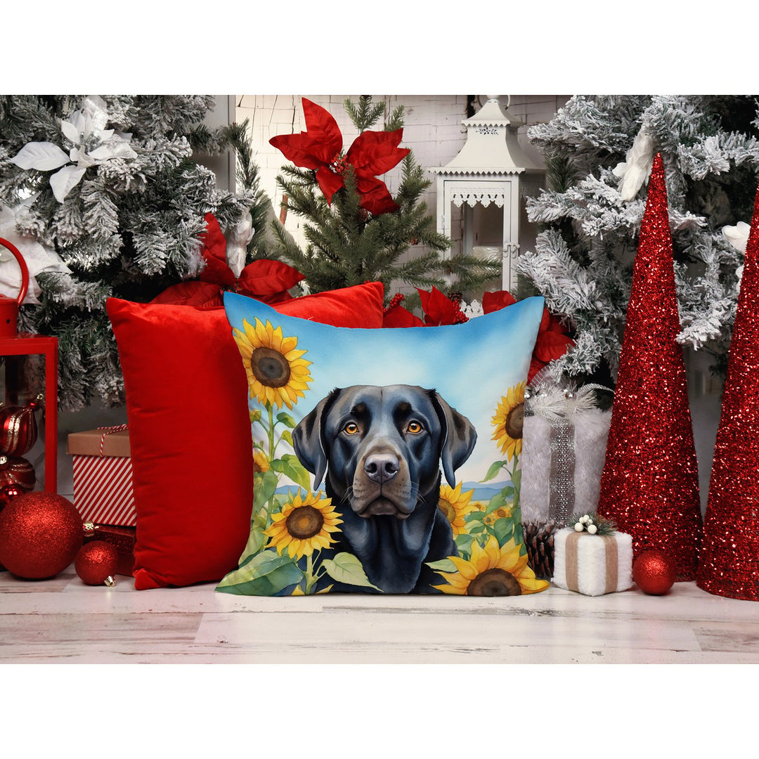 Labrador Retriever in Sunflowers Throw Pillow Image 6