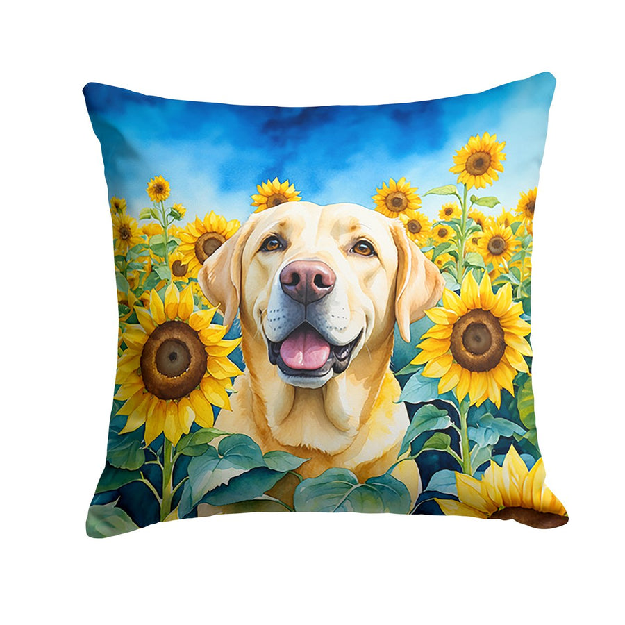 Labrador Retriever in Sunflowers Throw Pillow Image 1