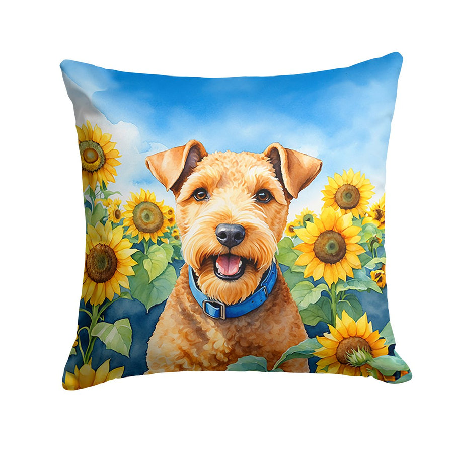 Lakeland Terrier in Sunflowers Throw Pillow Image 1