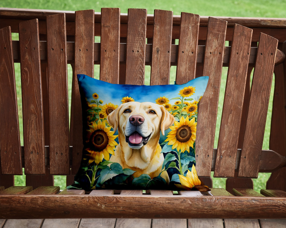 Labrador Retriever in Sunflowers Throw Pillow Image 2