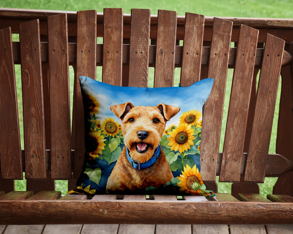 Lakeland Terrier in Sunflowers Throw Pillow Image 2