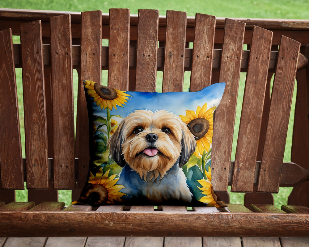 Lhasa Apso in Sunflowers Throw Pillow Image 2
