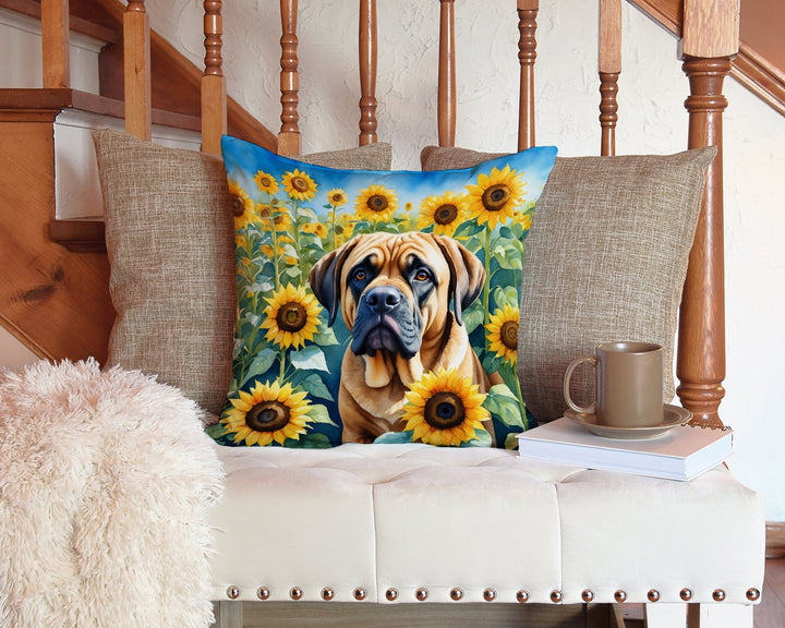 Mastiff in Sunflowers Throw Pillow Image 3