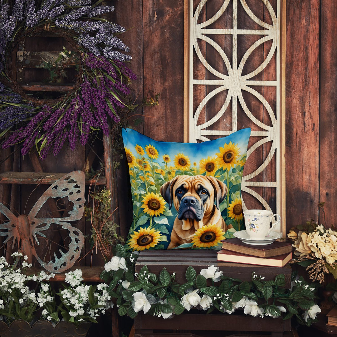Mastiff in Sunflowers Throw Pillow Image 5