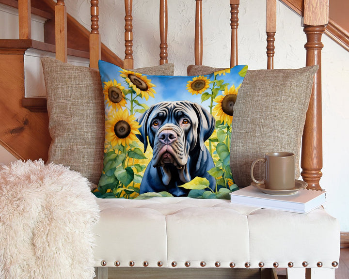 Neapolitan Mastiff in Sunflowers Throw Pillow Image 3