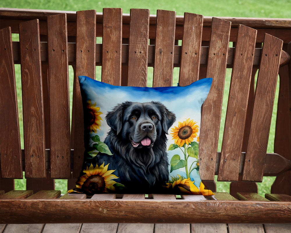 Newfoundland in Sunflowers Throw Pillow Image 2