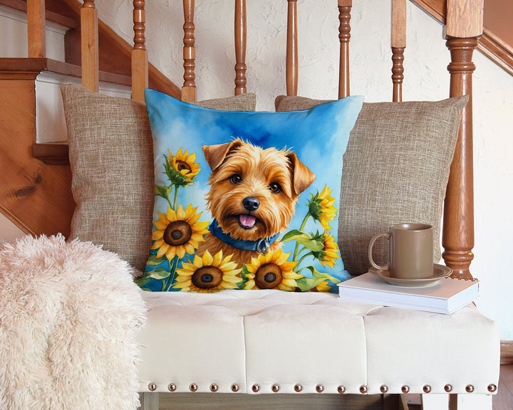 Norfolk Terrier in Sunflowers Throw Pillow Image 3