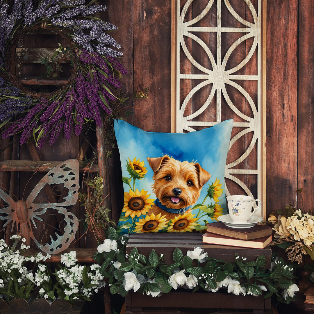 Norfolk Terrier in Sunflowers Throw Pillow Image 5
