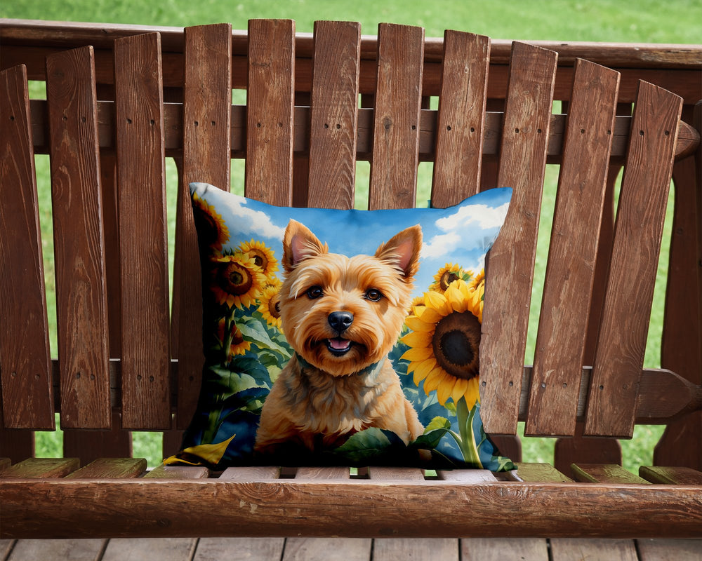 Norwich Terrier in Sunflowers Throw Pillow Image 2