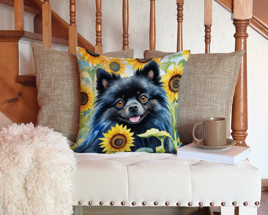 Pomeranian in Sunflowers Throw Pillow Image 3