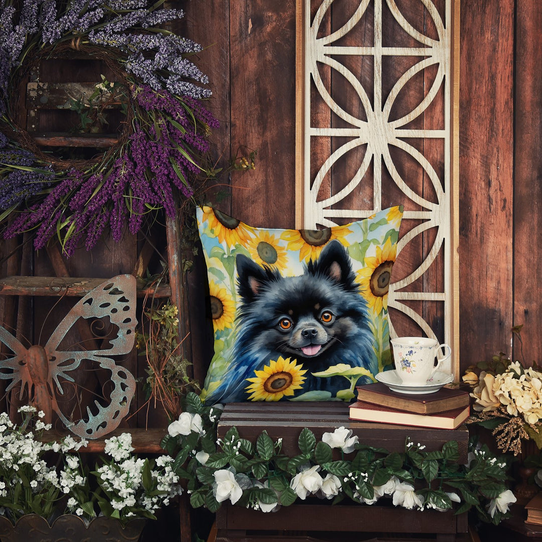 Pomeranian in Sunflowers Throw Pillow Image 5