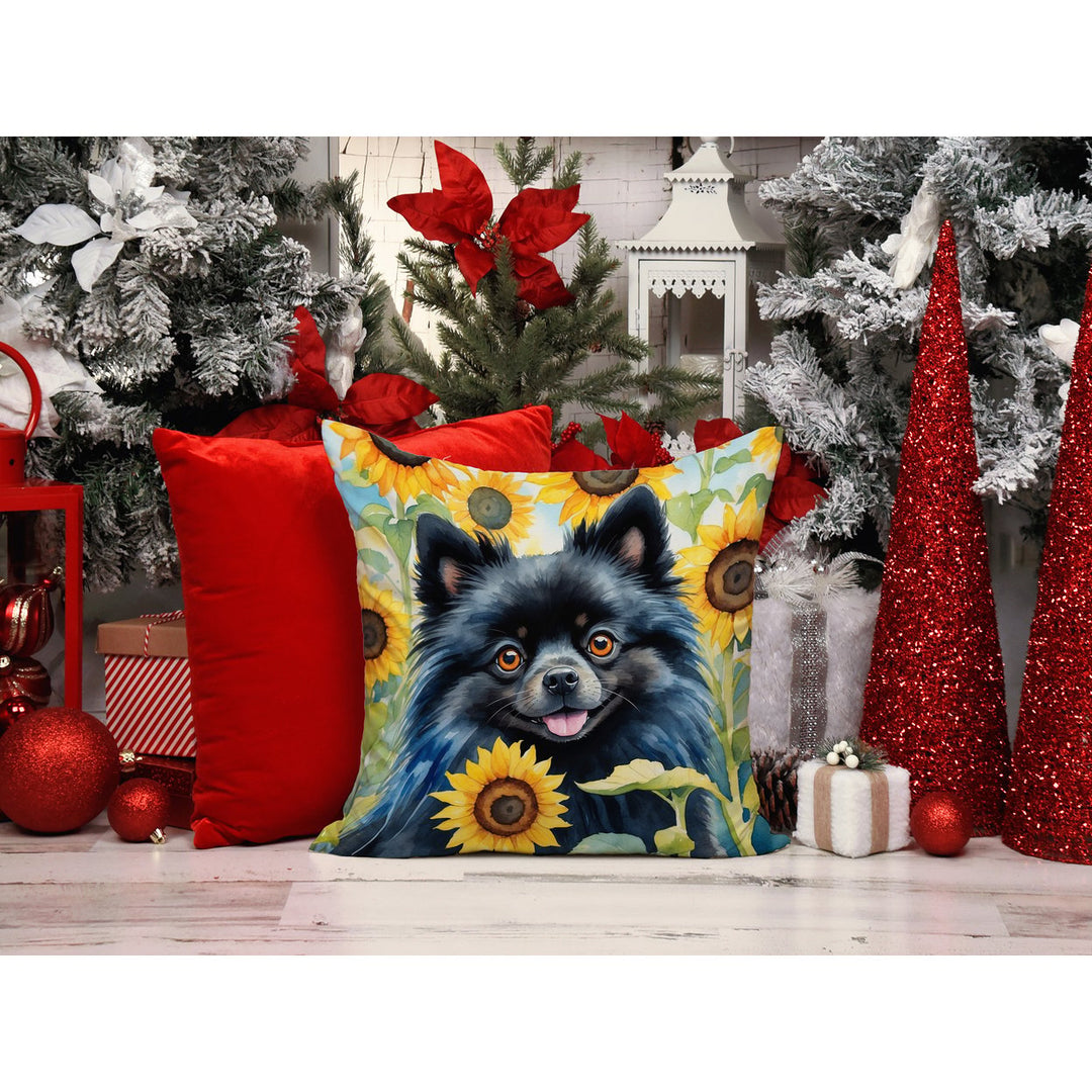 Pomeranian in Sunflowers Throw Pillow Image 6