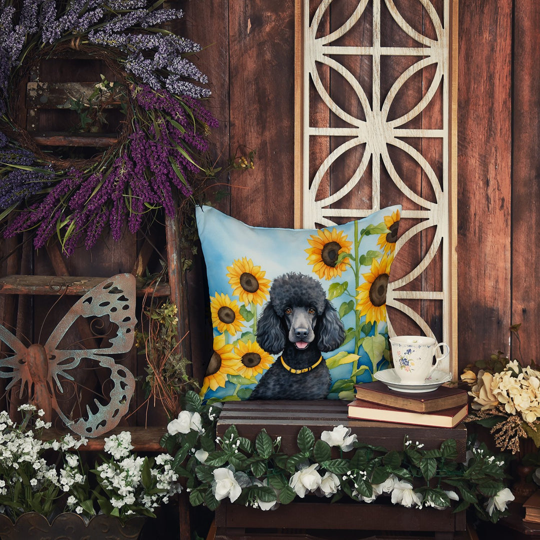 Black Poodle in Sunflowers Throw Pillow Image 5