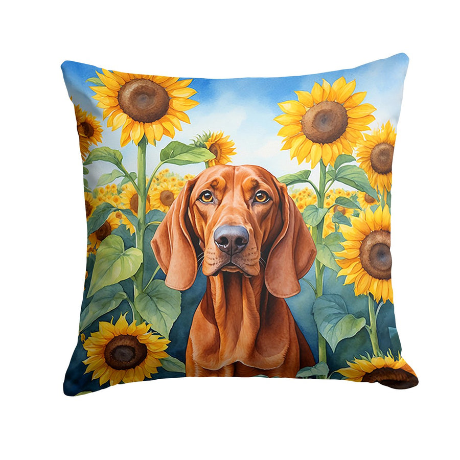Redbone Coonhound in Sunflowers Throw Pillow Image 1