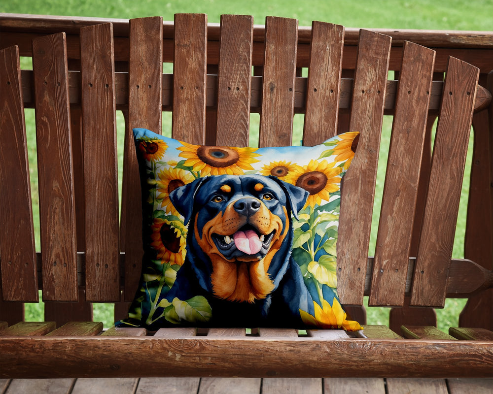 Rottweiler in Sunflowers Throw Pillow Image 2