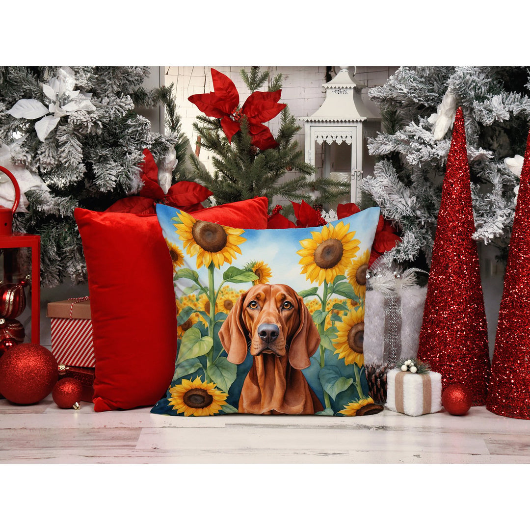 Redbone Coonhound in Sunflowers Throw Pillow Image 6