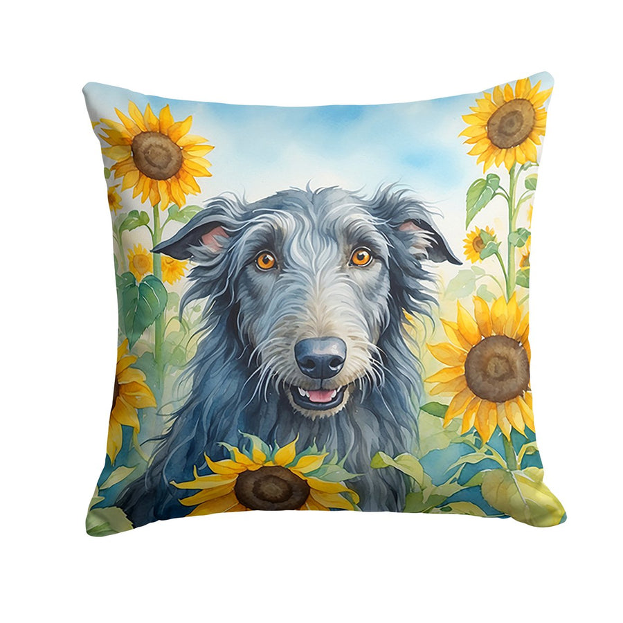 Scottish Deerhound in Sunflowers Throw Pillow Image 1