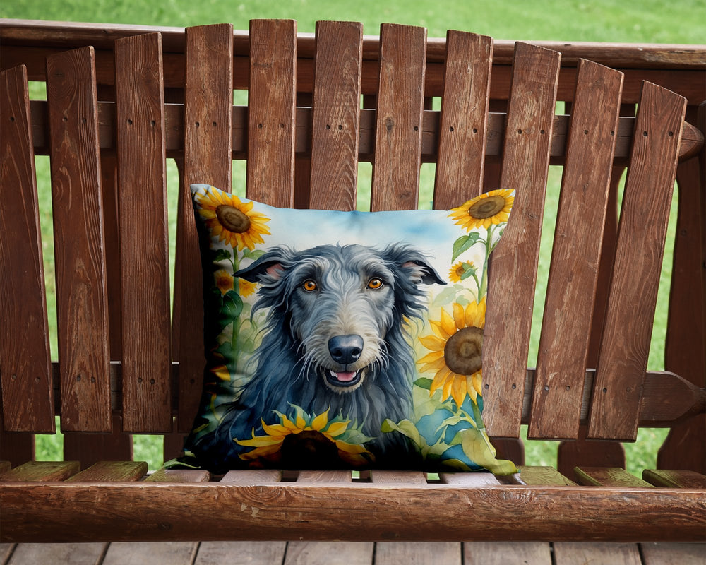 Scottish Deerhound in Sunflowers Throw Pillow Image 2