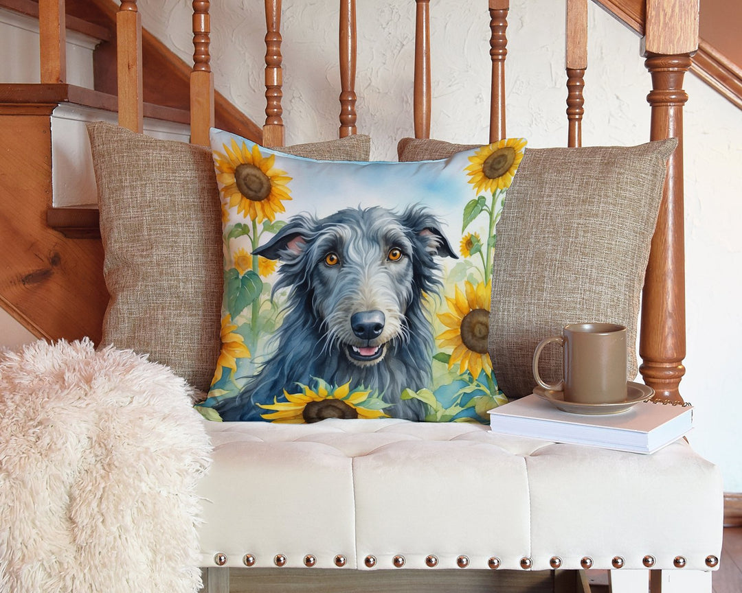 Scottish Deerhound in Sunflowers Throw Pillow Image 3