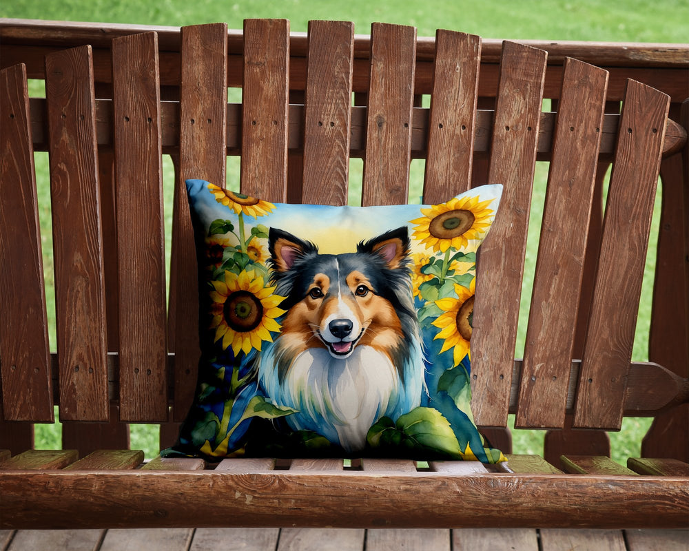 Sheltie in Sunflowers Throw Pillow Image 2