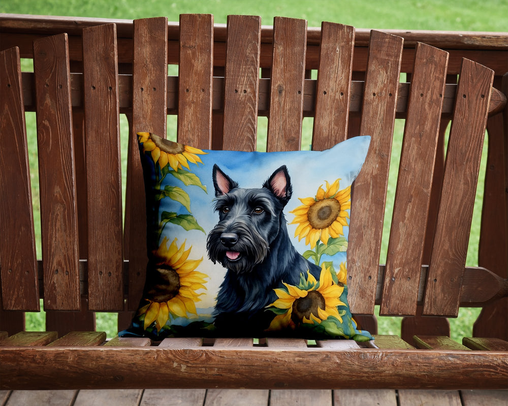 Scottish Terrier in Sunflowers Throw Pillow Image 2