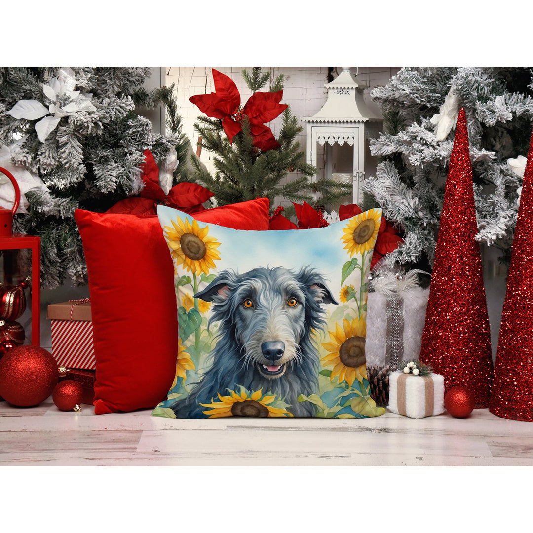 Scottish Deerhound in Sunflowers Throw Pillow Image 6