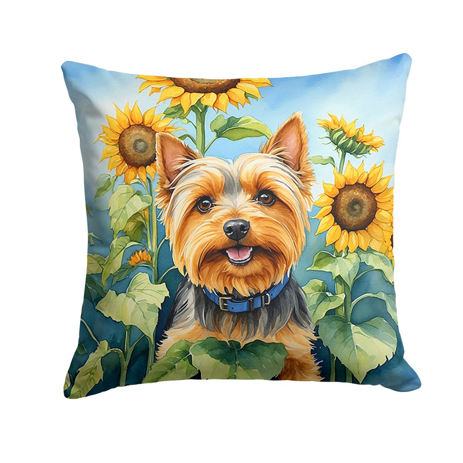 Silky Terrier in Sunflowers Throw Pillow Image 1