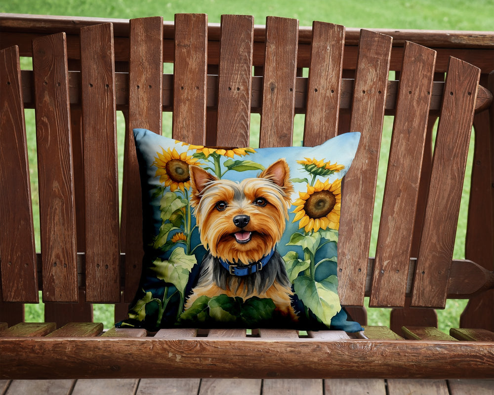 Silky Terrier in Sunflowers Throw Pillow Image 2