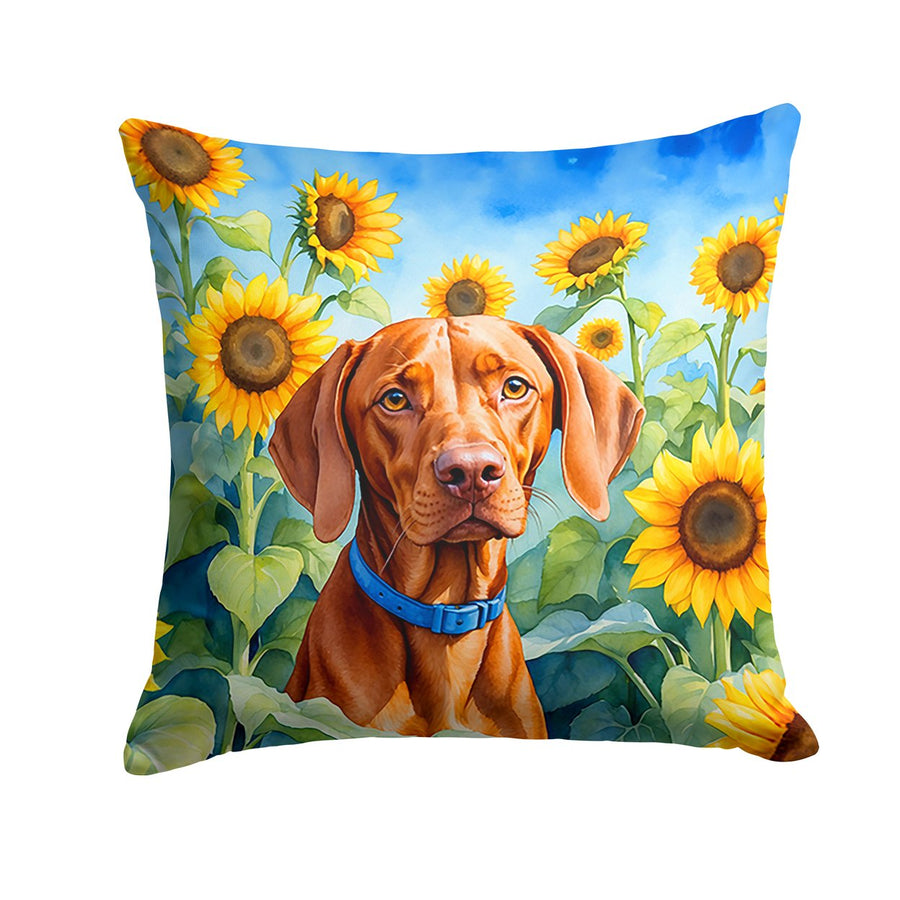 Vizsla in Sunflowers Throw Pillow Image 1