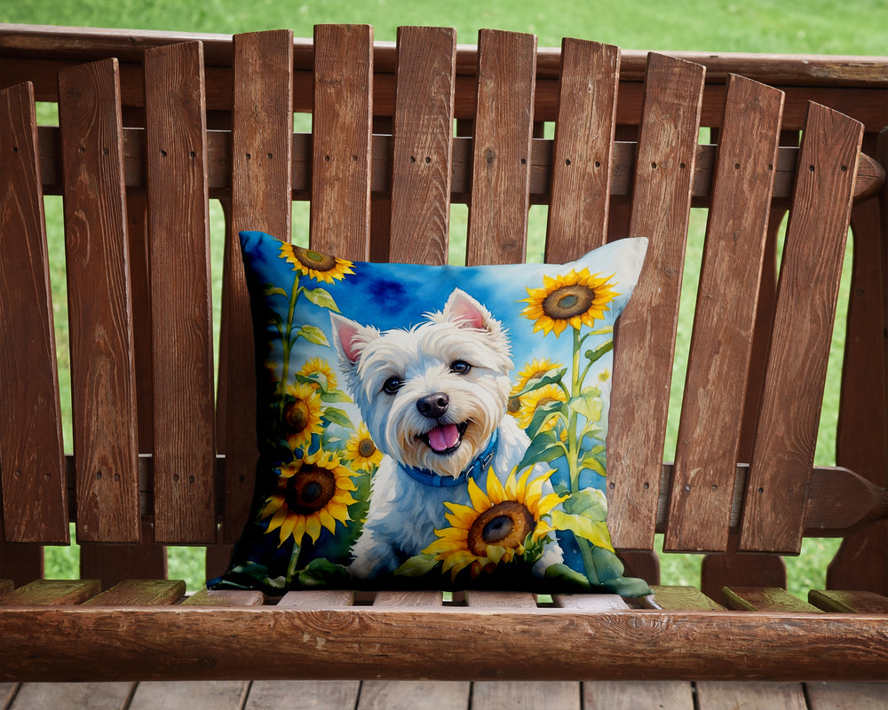 Westie in Sunflowers Throw Pillow Image 2