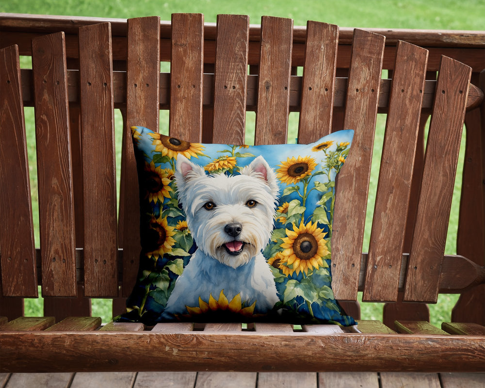 Westie in Sunflowers Throw Pillow Image 2
