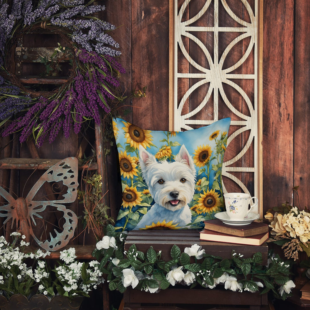 Westie in Sunflowers Throw Pillow Image 5