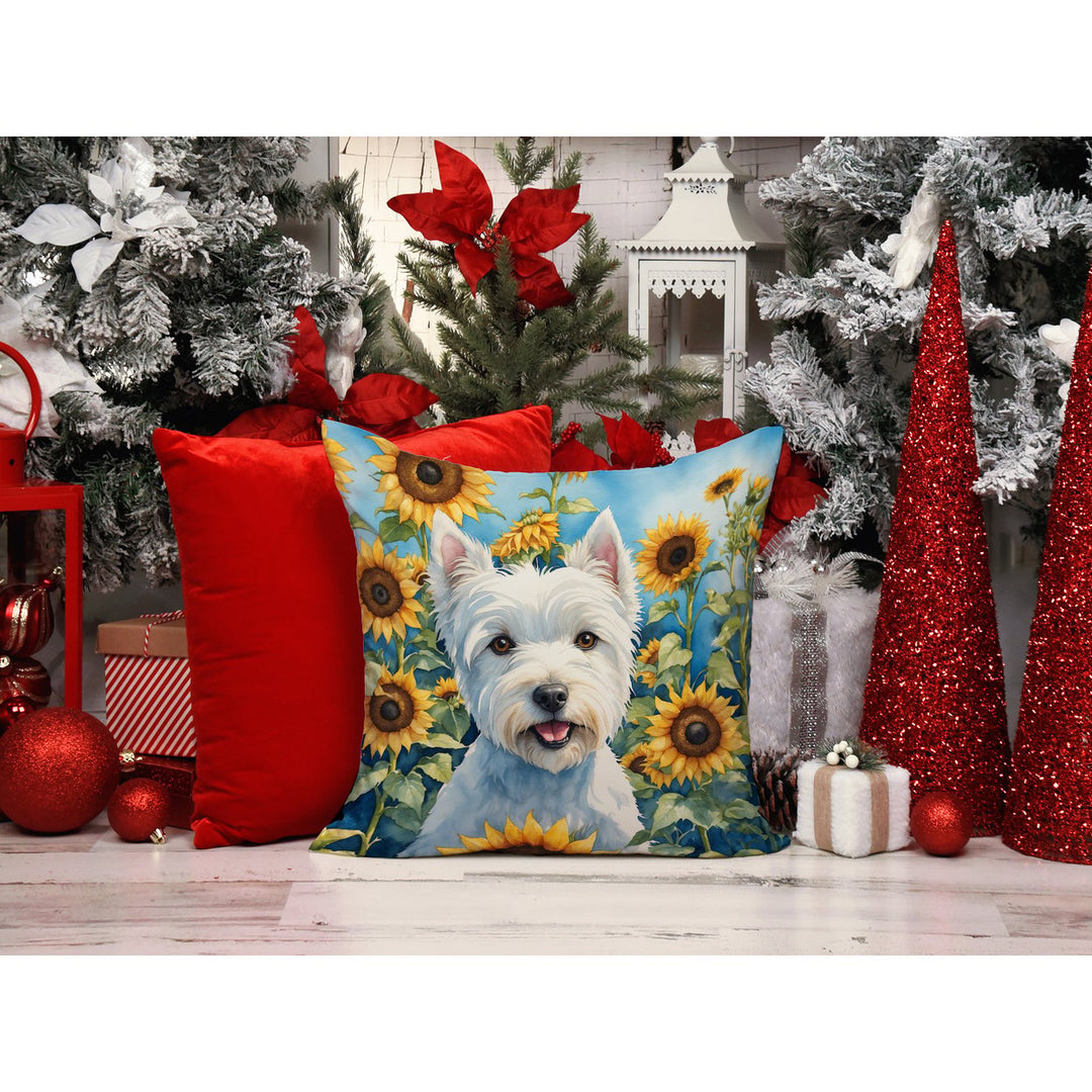 Westie in Sunflowers Throw Pillow Image 6