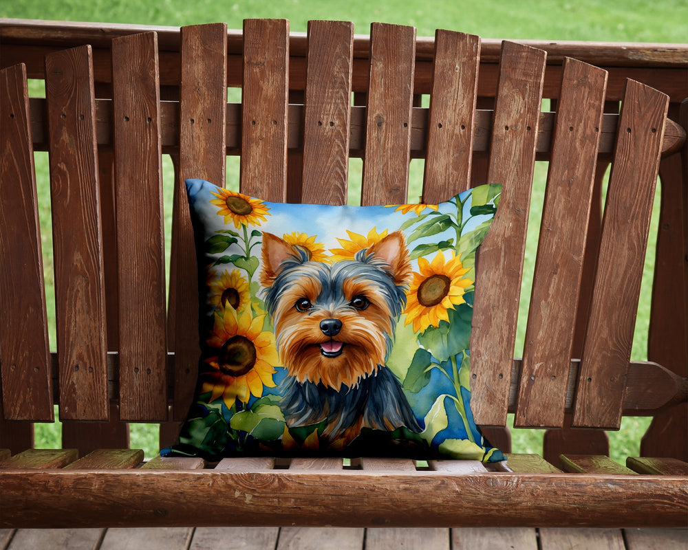 Yorkshire Terrier in Sunflowers Throw Pillow Image 2