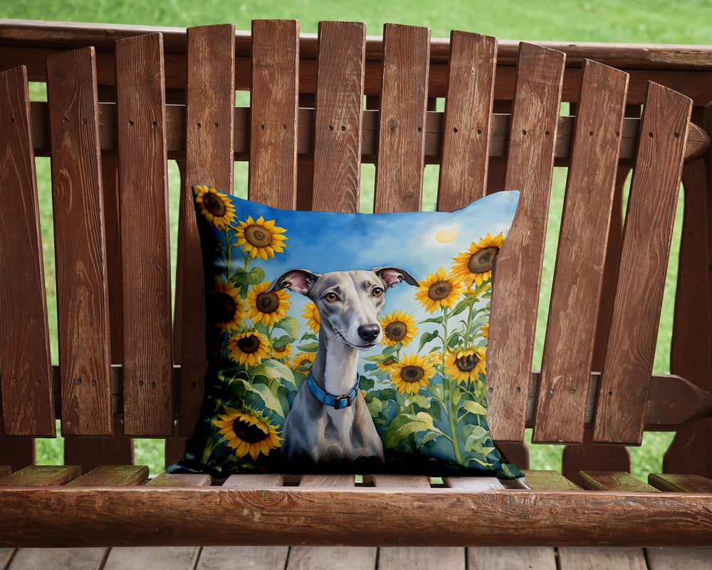 Whippet in Sunflowers Throw Pillow Image 2