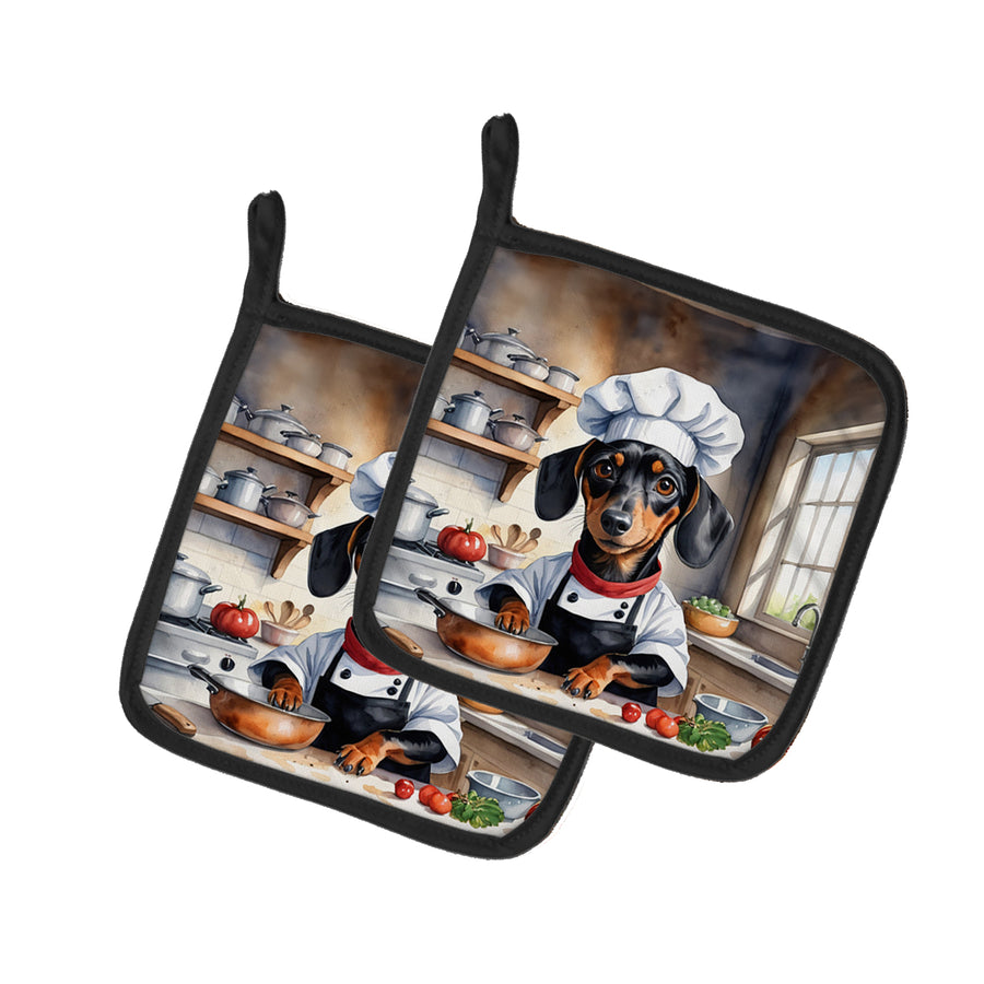 Dachshund The Chef Pair of Pot Holders Image 1