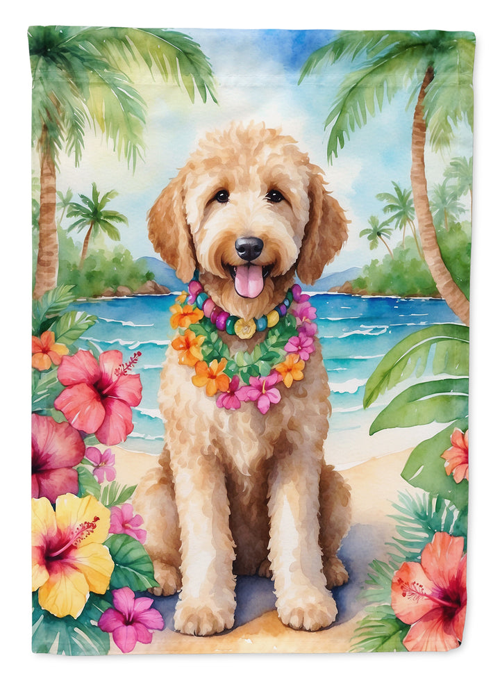 Goldendoodle Luau Garden Flag Image 1