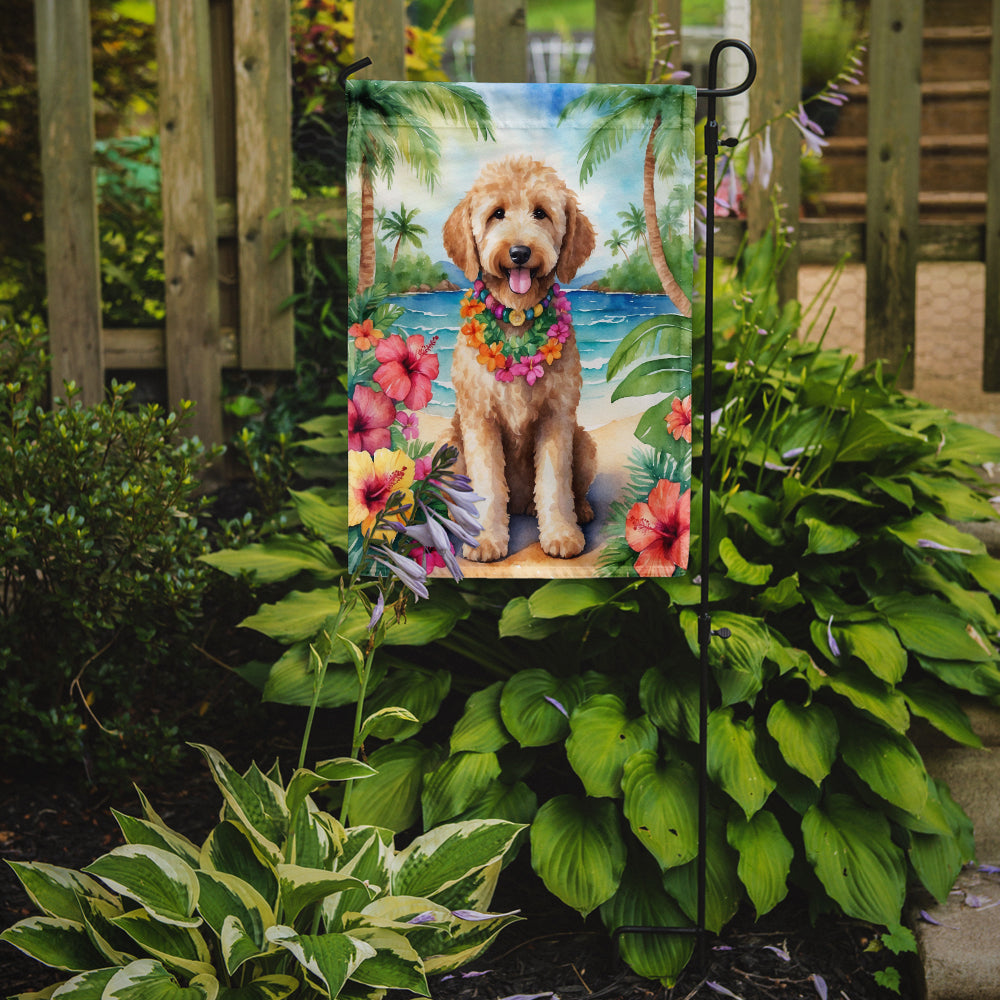 Goldendoodle Luau Garden Flag Image 2