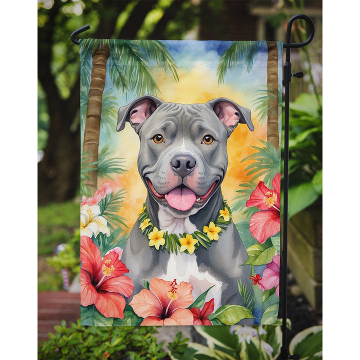 Pit Bull Terrier Luau Garden Flag Image 3
