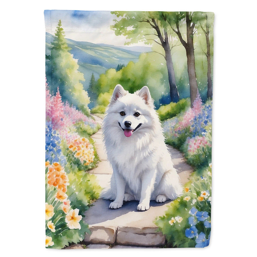 American Eskimo Spring Garden Garden Flag Image 1