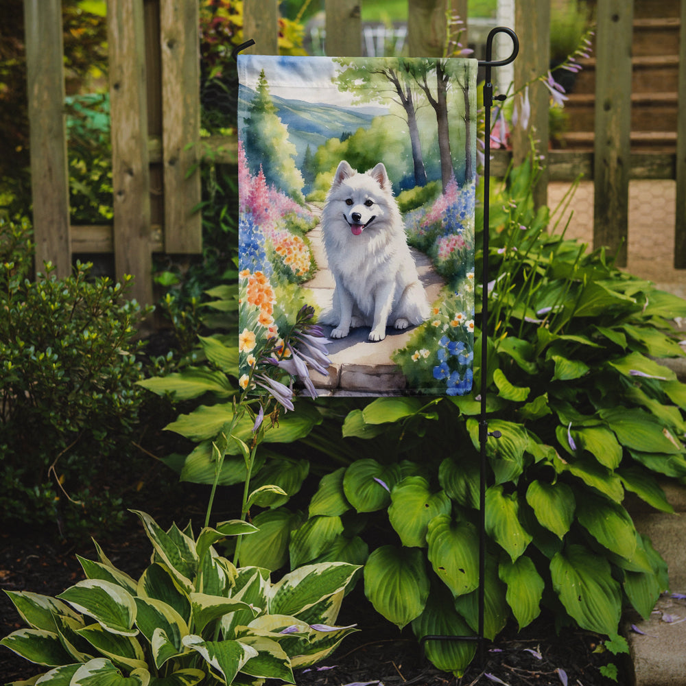 American Eskimo Spring Garden Garden Flag Image 2