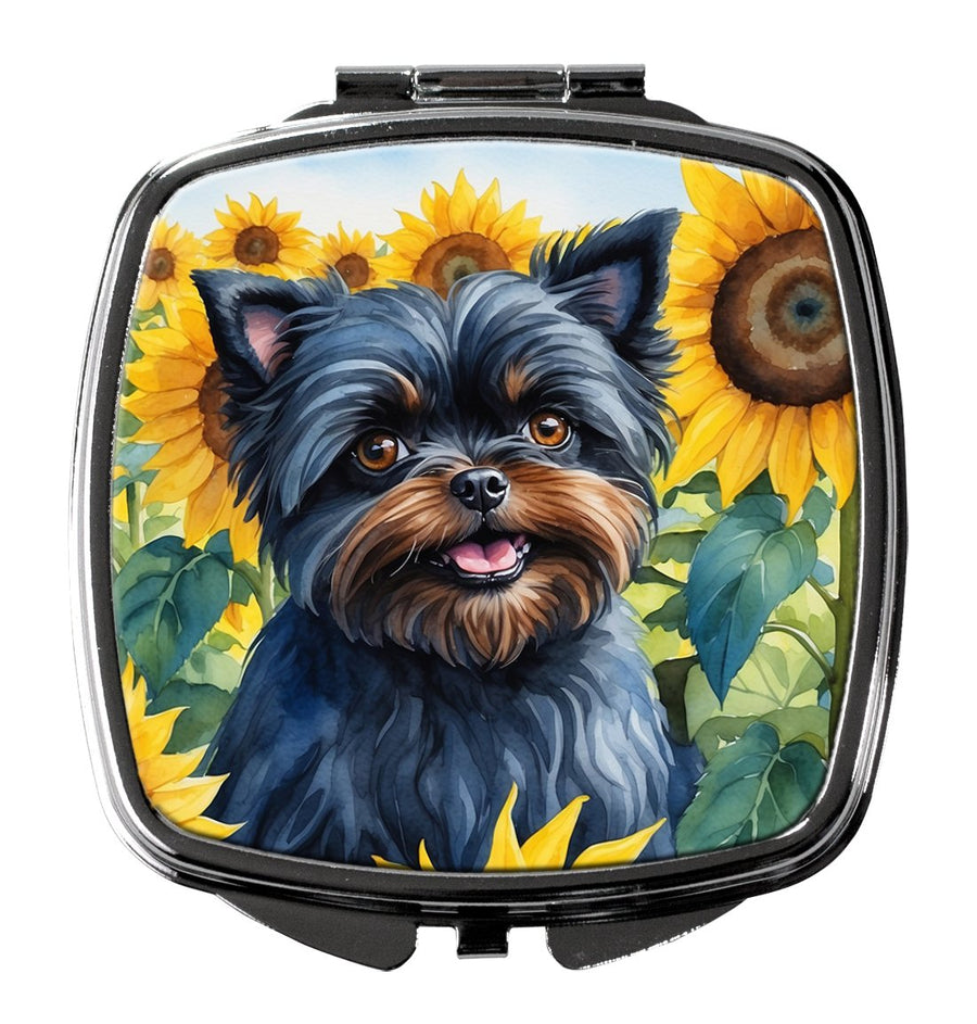 Affenpinscher in Sunflowers Compact Mirror Image 1