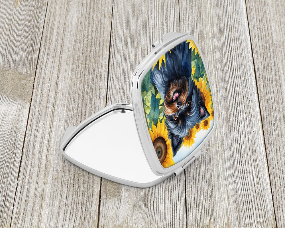 Affenpinscher in Sunflowers Compact Mirror Image 2