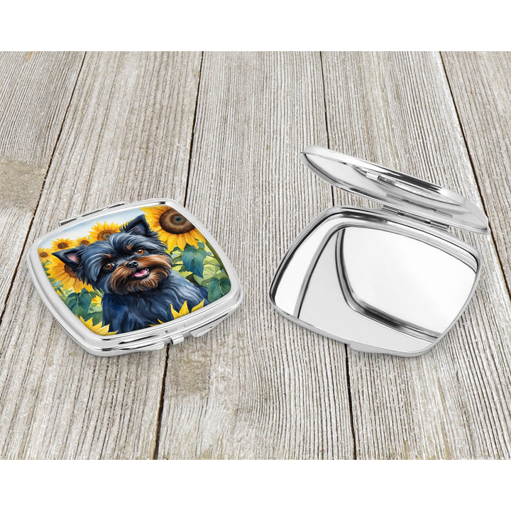 Affenpinscher in Sunflowers Compact Mirror Image 3