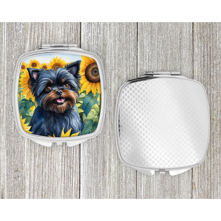 Affenpinscher in Sunflowers Compact Mirror Image 4