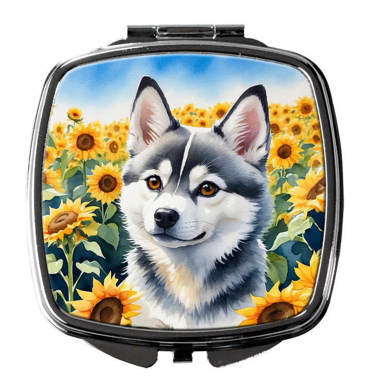 Alaskan Klee Kai in Sunflowers Compact Mirror Image 1